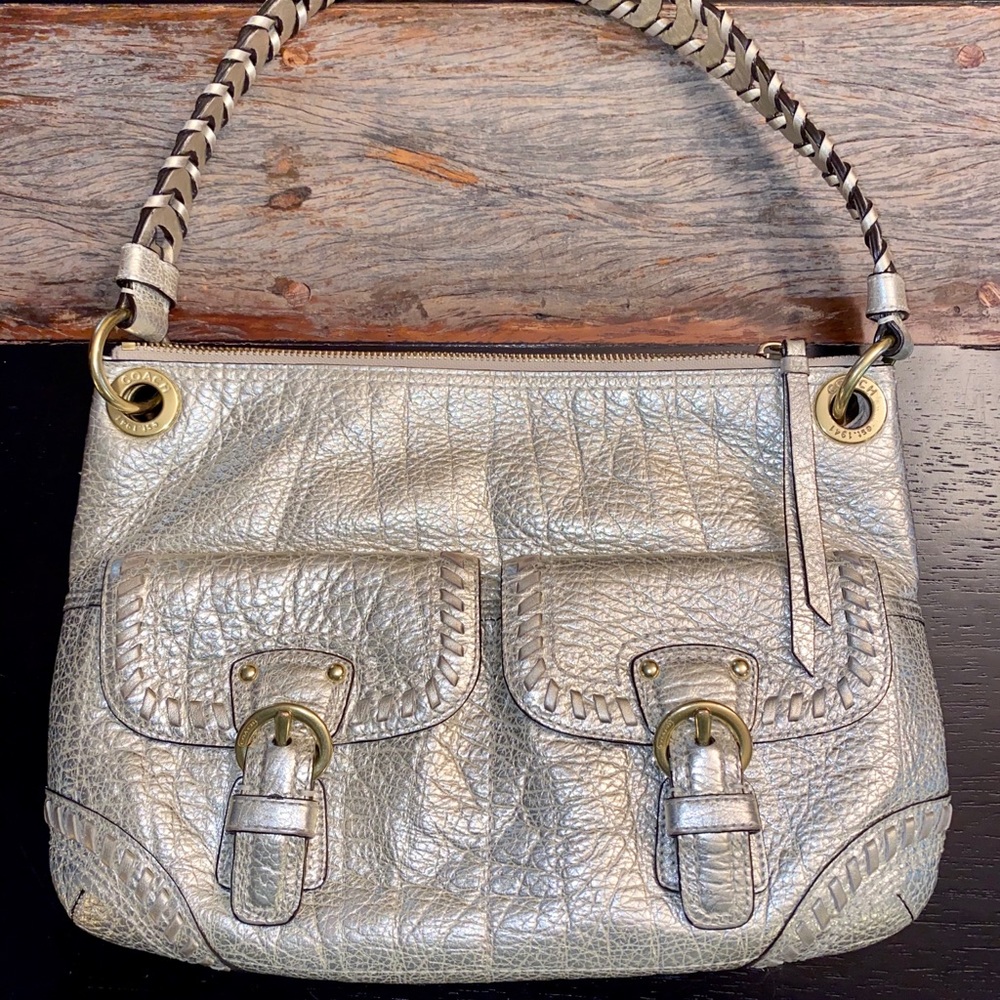 Lovely Coach Gold Leather Purse w/ Shoulder Strap